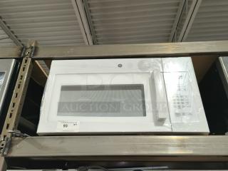 NEW GE 1.6 cu ft Over-the-Range Microwave Oven, model JVM3160DF9WW, in unopened packaging, white finish.