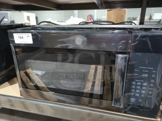 BRAND NEW GE JVM3160DFBB 1.6 cu ft Over-the-Range Microwave, black, with minor scratches, visible control panel.