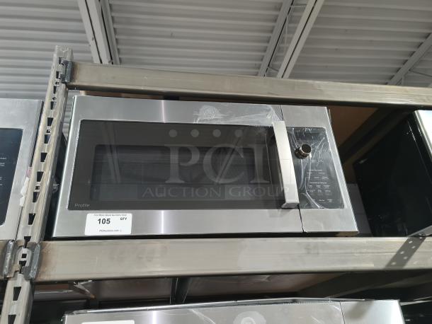 BRAND NEW GE Profile 1.7 cu ft convection microwave, model JVM3160DFBB, scratch and dent condition, silver finish.