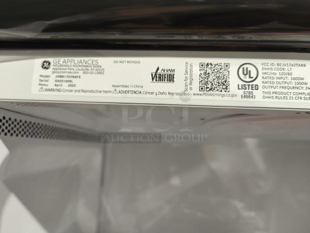 BRAND NEW SCRATCH AND DENT GE 1.7 cu ft Over-the-Range Microwave, Model JVM6175YK6FS. Serial GA201908L. UL listed.