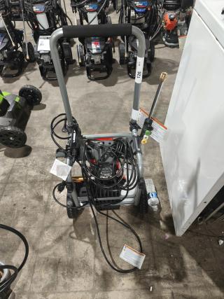 Husqvarna PW2300 Electric Pressure Washer, gray, includes hose and nozzle attachments. Light wear visible, tag: "126 QT."