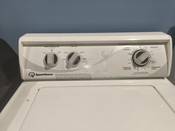 Speed Queen Alliance AWN412SP111TW01 top-load commercial washer, white, heavy duty, for laundromat use, excellent condition.