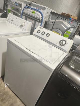Whirlpool 3.5 cu ft top-load washer, model WTW5200VQ0. White finish, visible controls, good condition.