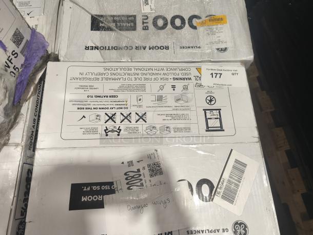 BRAND NEW GE 5000 BTU Window Air Conditioner, Model AWFS05BWL, for small rooms up to 150 sq ft, scratch and dent condition.