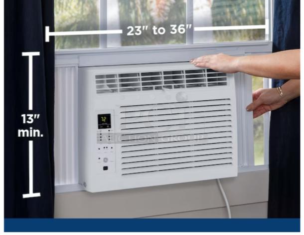 BRAND NEW GE 6,000 BTU window air conditioner AWFS06BWL, electronic controls, fits 23-36" width, slight scratch and dent.