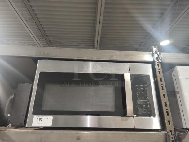 BRAND NEW SCRATCH AND DENT GE 1.6 cu. ft. Over-the-Range Microwave Oven Model JNM3163RJ6SS, with recirculating venting.