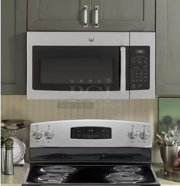 BRAND NEW GE JNM3163RJ6SS 1.6 cu. ft. over-the-range microwave with recirculating venting, scratch and dent condition.