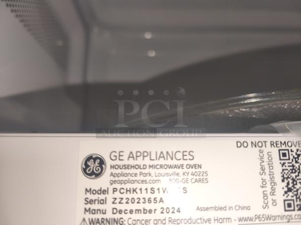 GE Profile™ 1.1 cu. ft. Microwave, Model PCHK11S1WSS, scratch and dent, sensor cooking, manufactured December 2024.