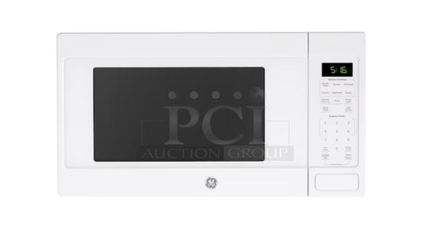 BRAND NEW GE 1.6 cu. ft. countertop microwave, model GCST16S1WWW, white, scratch and dent, digital display, control panel.