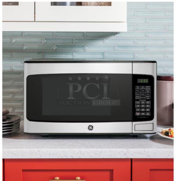 BRAND NEW SCRATCH AND DENT GE 1.1 Cu. Ft. Countertop Microwave, Model GCST11N1WSS, stainless steel, digital display.