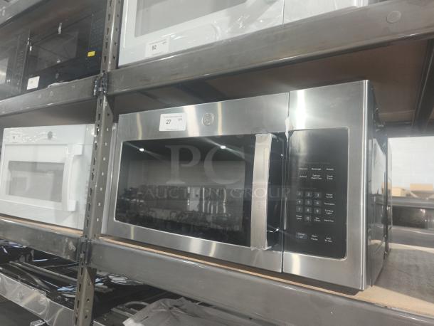 BRAND NEW GE 1.6 cu ft Over-the-Range Microwave Oven, Model PVM9005SJ8SS, stainless steel, mint condition with minor scratches.