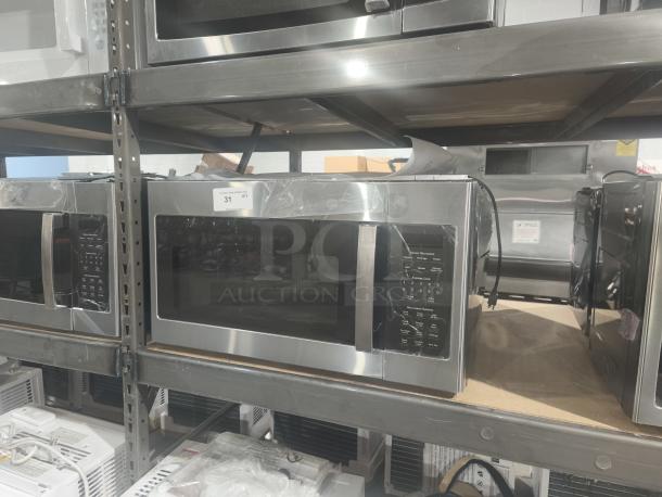 BRAND NEW SCRATCH AND DENT GE 1.7 cu ft over-the-range microwave, model JVM6175SK6SS; stainless steel, slight scratches visible.