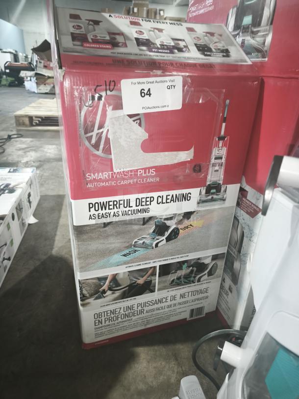 NEW Hoover SmartWash+ Automatic Carpet Cleaner, Model RCTR 4000, in original packaging. Features powerful deep cleaning.