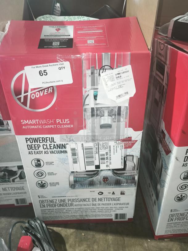 NEW Hoover SmartWash+ Automatic Carpet Cleaner, model RCTR 4000. Features deep cleaning, auto clean, and auto mix. Brand new in box.