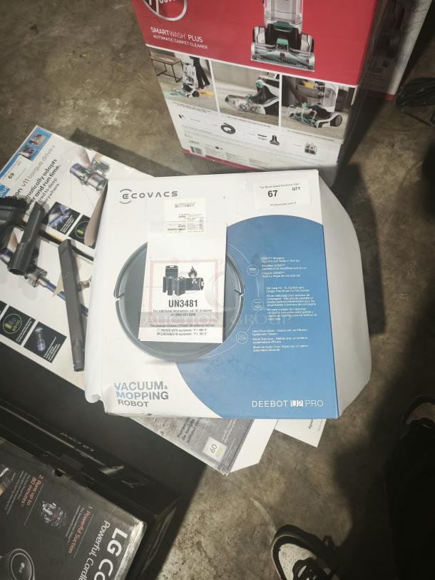 NEW ECOVACS DEEBOT U2 PRO Vacuum and Mopping Robot in box. Features dual functionality. Model details on packaging.