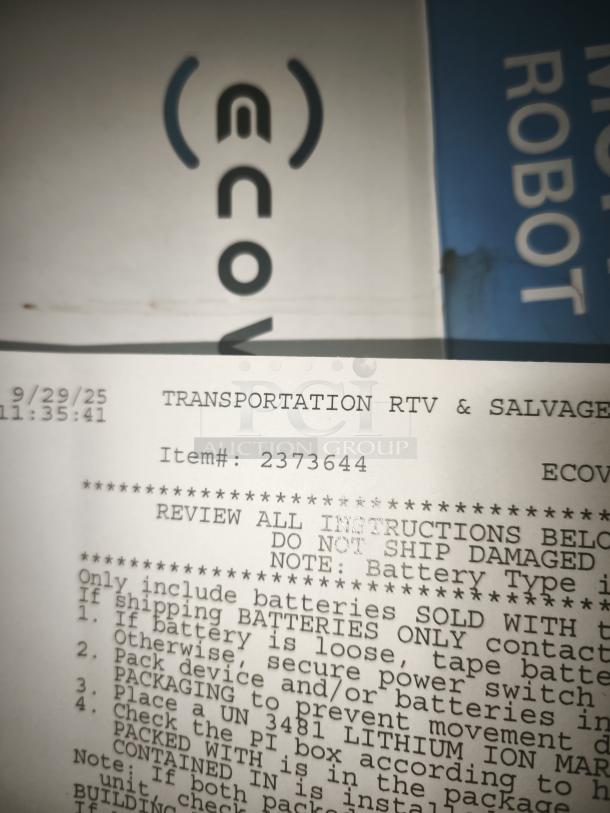 NEW ECOVACS DEEBOT U2 PRO vacuum and mopping robot in original box, Model #2373644, includes transport and battery instructions.