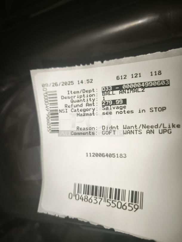 Dyson Ball Multi Floor 2 Upright Vacuum UP19, tested and working, features label with description and refund amount of $279.99.