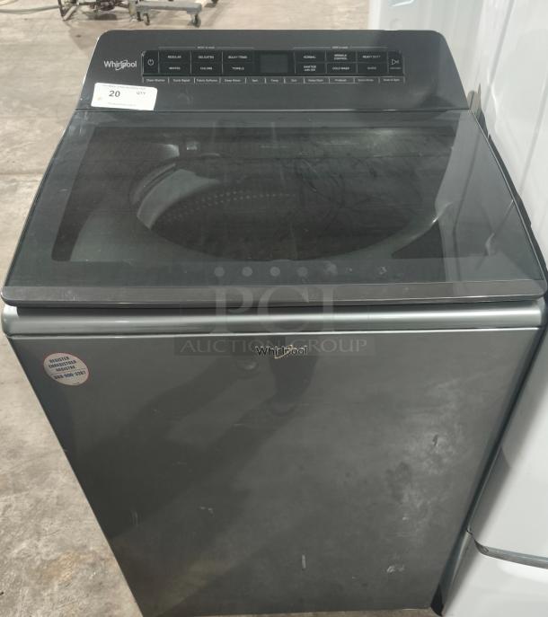 Whirlpool 4.7 cu ft Top-Load Washer, Model WTW5105HC2, tested working, with Pretreat Station, control panel visible.