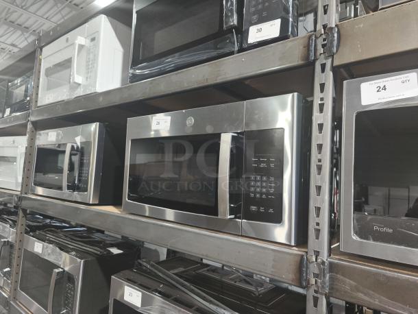 GE 1.6 cu ft over-the-range microwave, model PVM9005SJ8SS, brand new with slight scratches, stainless steel exterior.