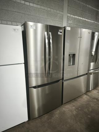 NEW Frigidaire Gallery 20 cu ft French Door Refrigerator, Model GRFN2023AF00, stainless steel finish, pristine condition.