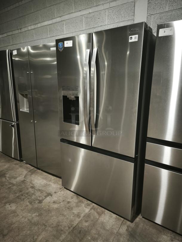 Midea 29 cu. ft. OneTouch AutoFill™ French Door Refrigerator, model MRF29D9BST, in like-new condition, stainless steel finish.