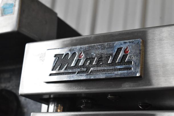Migali logo on stainless steel convection oven, featuring commercial-grade design and thermostatic controls.