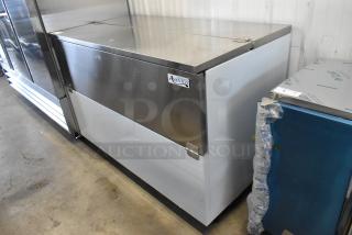 Brand new 2024 Avantco 178MC58HC stainless steel 58" school milk cooler on casters, scratch and dent. 115 Volts, 1 Phase.
