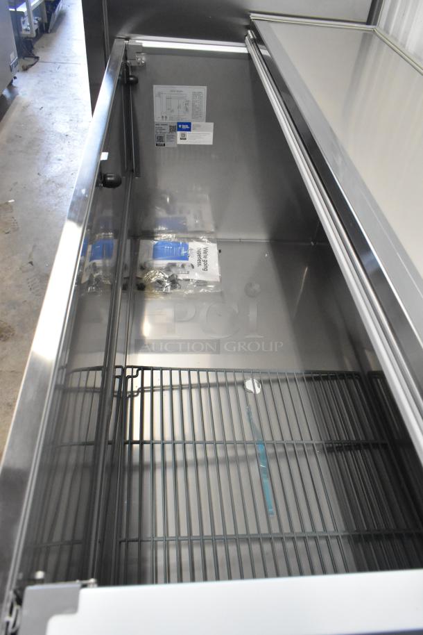 BRAND NEW Avantco 178MC58HC 58" Stainless Steel School Milk Cooler on Commercial Casters, 115V, Scratch and Dent.