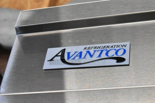 Brand new Avantco 178SS3FHC stainless steel commercial cooler, 3-door, poly-coated racks, commercial casters, 115V, scratch and dent.
