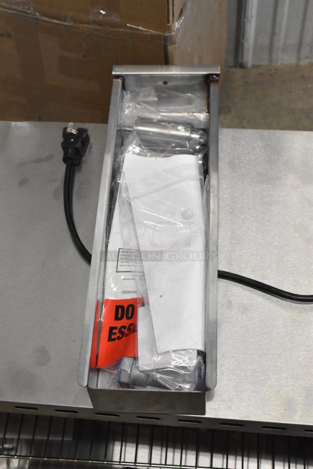 BRAND NEW Scratch and Dent Imperial ITG-72 stainless steel flat top griddle, accessories included, visible warning label.