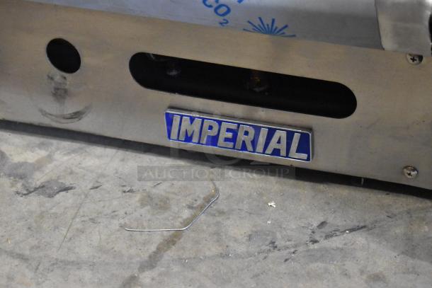 BRAND NEW 2025 Imperial ITG-72 stainless steel countertop natural gas griddle, labeled "Imperial," slight cosmetic blemishes.