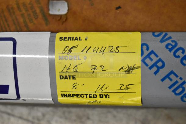 BRAND NEW SCRATCH AND DENT 2025 Imperial ITG-72 stainless steel griddle, natural gas, with visible tag showing serial and model numbers.
