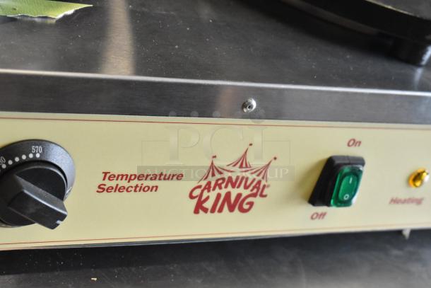 Carnival King 382TCM16DBL dual non-stick crepe maker, stainless steel, temperature dial, on/off switch, brand new.