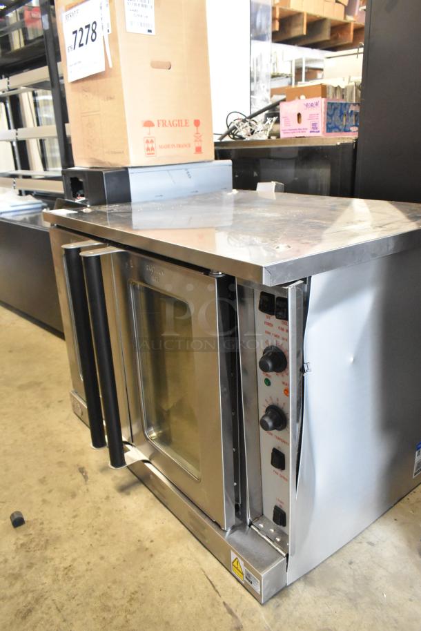 Cooking Performance Group 351FEC100C stainless electric convection oven, single deck, with view-through doors, brand new, dented.