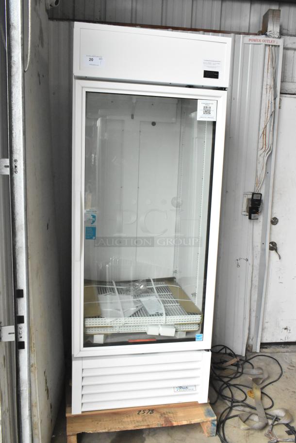 Brand new True TSCI-600R-G-PH commercial cooler, single door, metal, poly-coated racks. Mint condition, 115V, 1 phase.