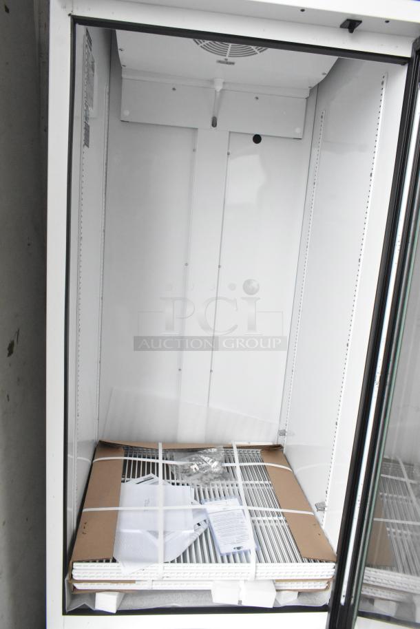 Brand new 2025 True TSCI-600R-G-PH commercial cooler, single door, scratch and dent condition, with poly coated racks.