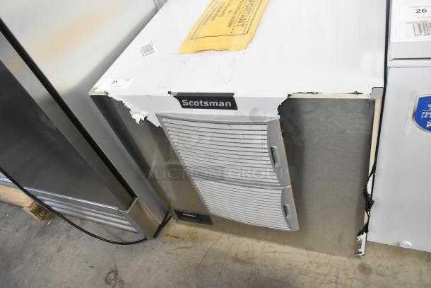 Brand new, scratch and dent Scotsman MC1030MA-32A stainless steel ice machine, 2023, 1077 lb capacity, 208/230V, 1 Phase.