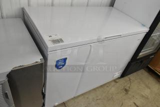 Danby DCF100A6WM Chest Freezer, 115 Volts, 1 Phase. White exterior, labeled with model info. Good condition.