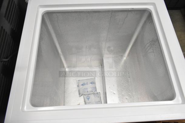 Hisense WFC050M6XWD Chest Freezer, 115 Volts, 1 Phase, spacious interior. Appears clean and in good condition.