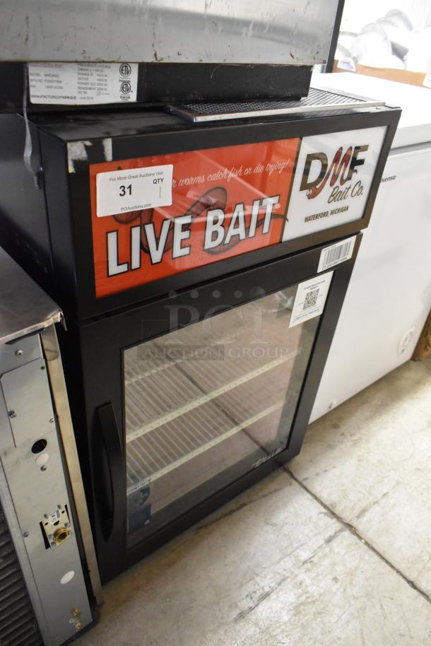 2024 True GDM-05-HC Mini Cooler Merchandiser, 115V, 1 Phase, metal construction, "Live Bait" signage, glass door.