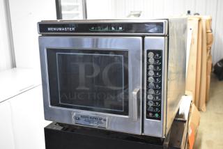 2018 Menumaster MRC30S2 stainless steel commercial countertop microwave oven, 208/240 volts, 1 phase, keypad controls, clean condition.