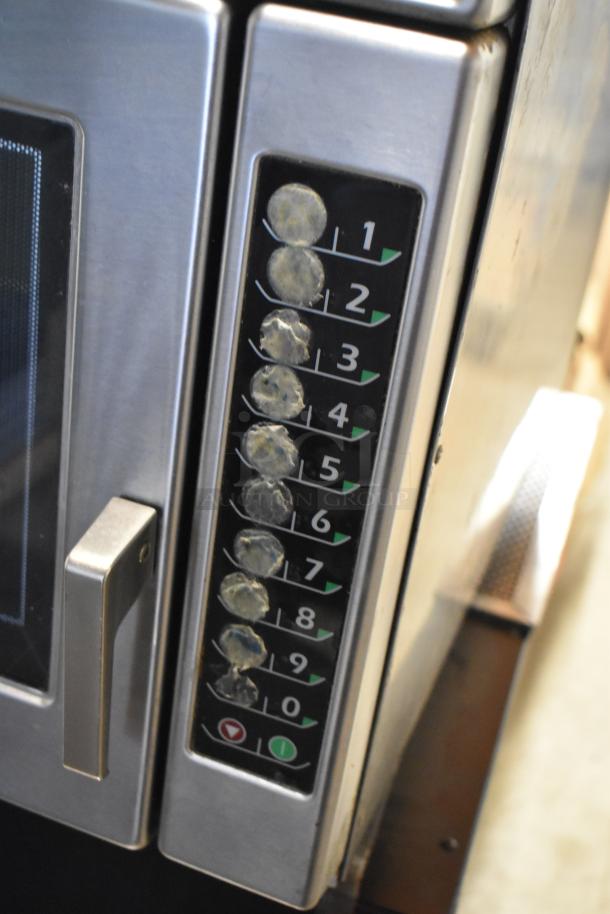 2018 Menumaster MRC30S2 stainless steel commercial microwave, visible wear on keypad, 208/240V, 1 phase.