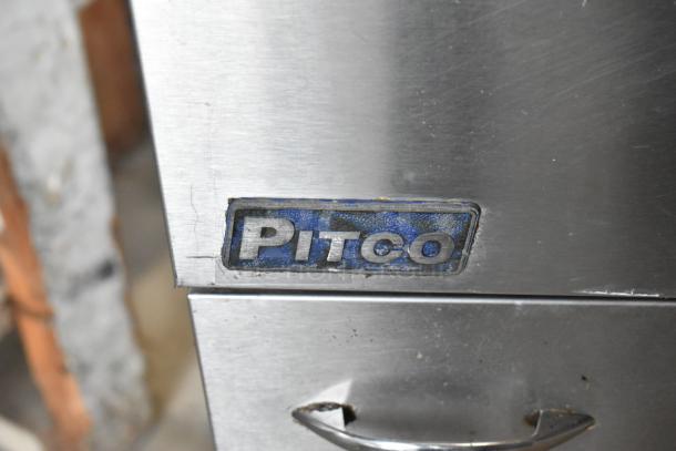 2018 Pitco Frialator 35C stainless steel commercial fryer, natural gas, 90,000 BTU, visible logo plate, good condition.