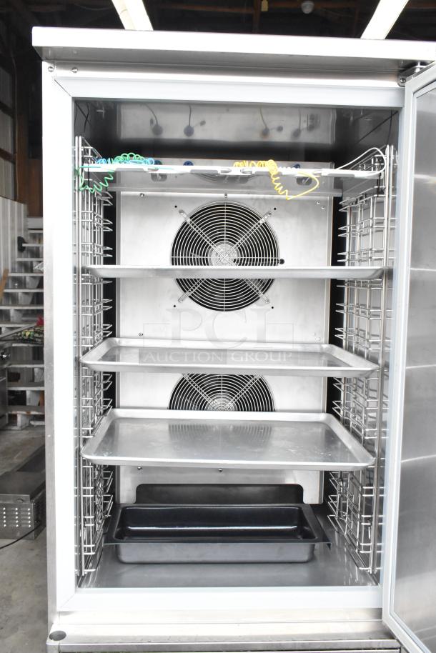 2023 Desmon GBF-15+ETL stainless steel blast chiller with 4 probes, shelves, and casters. 220V, 3-phase. Excellent condition.