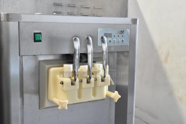 BQ333 stainless steel commercial soft serve ice cream machine, 2-flavor with twist, on casters, 110V, 1 Phase, model BQ333.