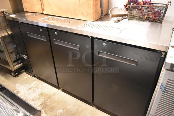 2024 Avantco 178UDD72HC metal kegerator, black, double tap, scratch and dent, holds 3 half kegs, 115V, 1 Phase.
