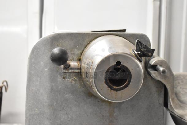 Hobart 84185 metal buffalo chopper, commercial countertop model, 115 volts, 1 phase, used condition, with visible wear.