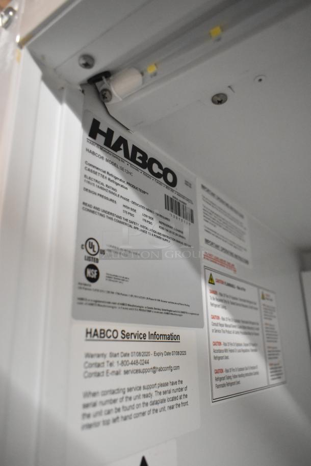 Habco SE12HC Commercial Cooler label shows model, UL/NSF certifications, and service info. Voltage: 115, Phase: 1.