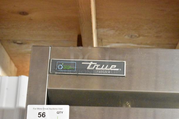2023 True T-19F-HC stainless steel reach-in freezer, single door, natural refrigerant label, on commercial casters.