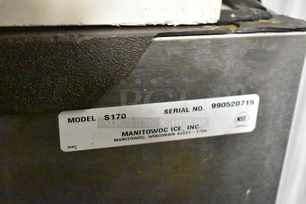 Manitowoc QD0282A stainless steel ice head on S170 ice bin. Model S170, serial 990520715, 115V, 1 phase.